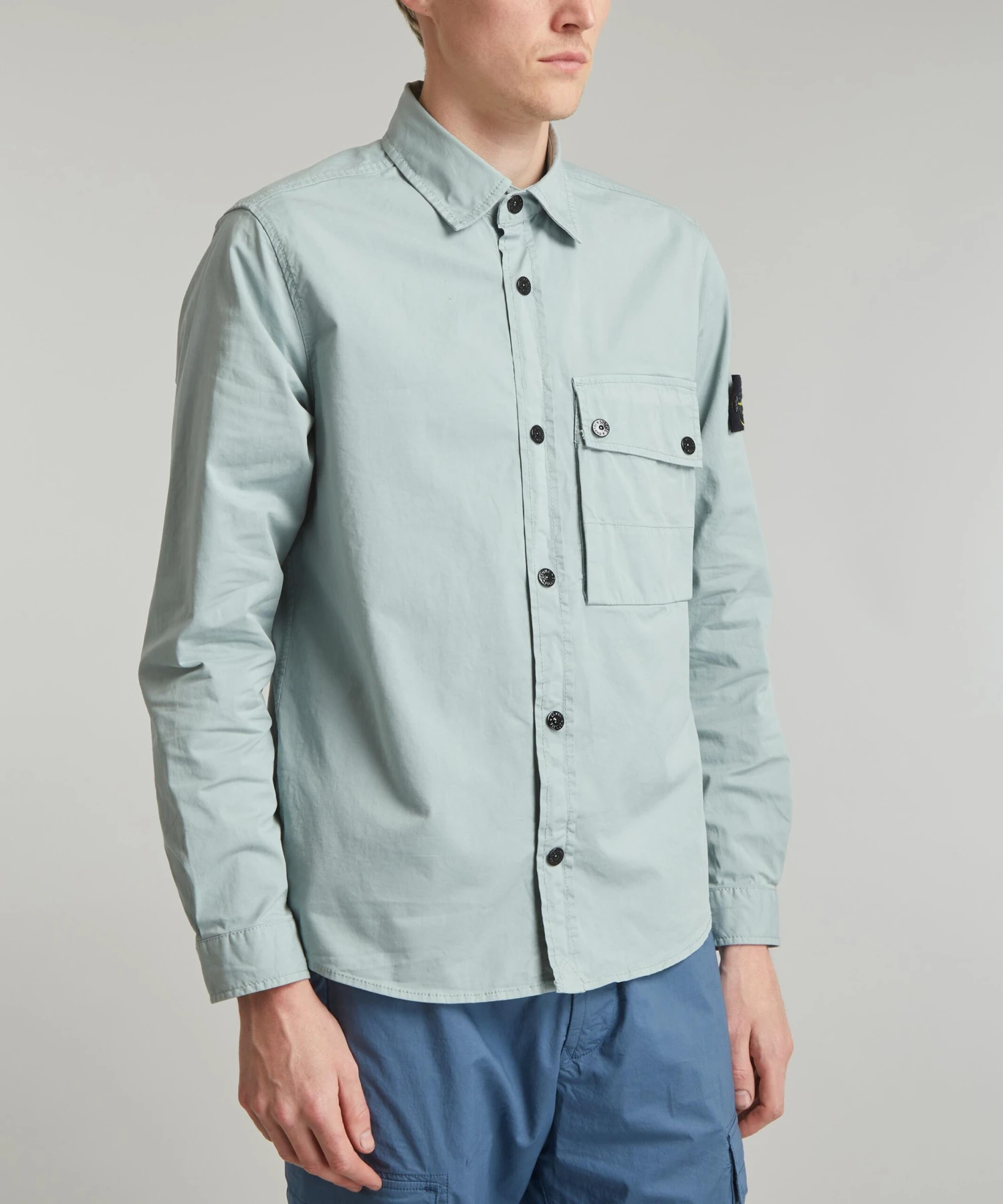 Stone Island Logo-Appliquéd Cotton Twill Overshirt - Image 3