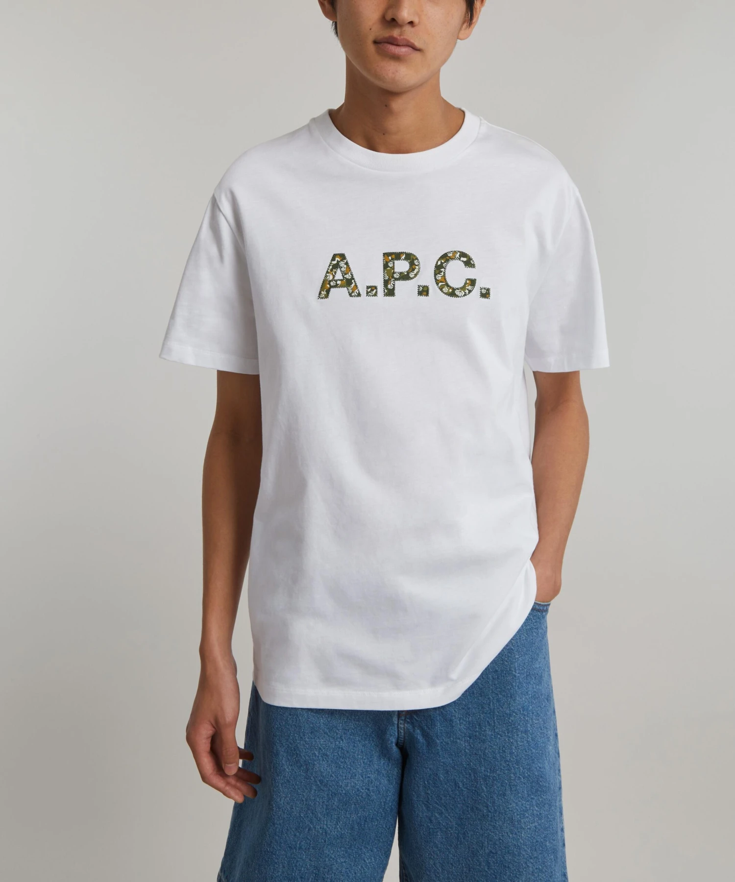A.P.C. Camo Tana Lawn Cotton Liberty Print Logo T-Shirt - Image 3