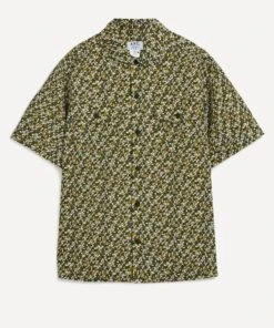 A.P.C. Chris Khaki Camo Tana Lawn Cotton Liberty Print Short-Sleeve Shirt