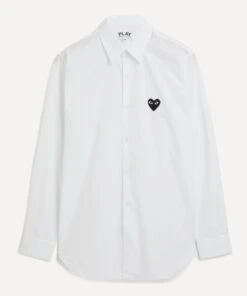 Black Heart Appliqué Cotton Shirt