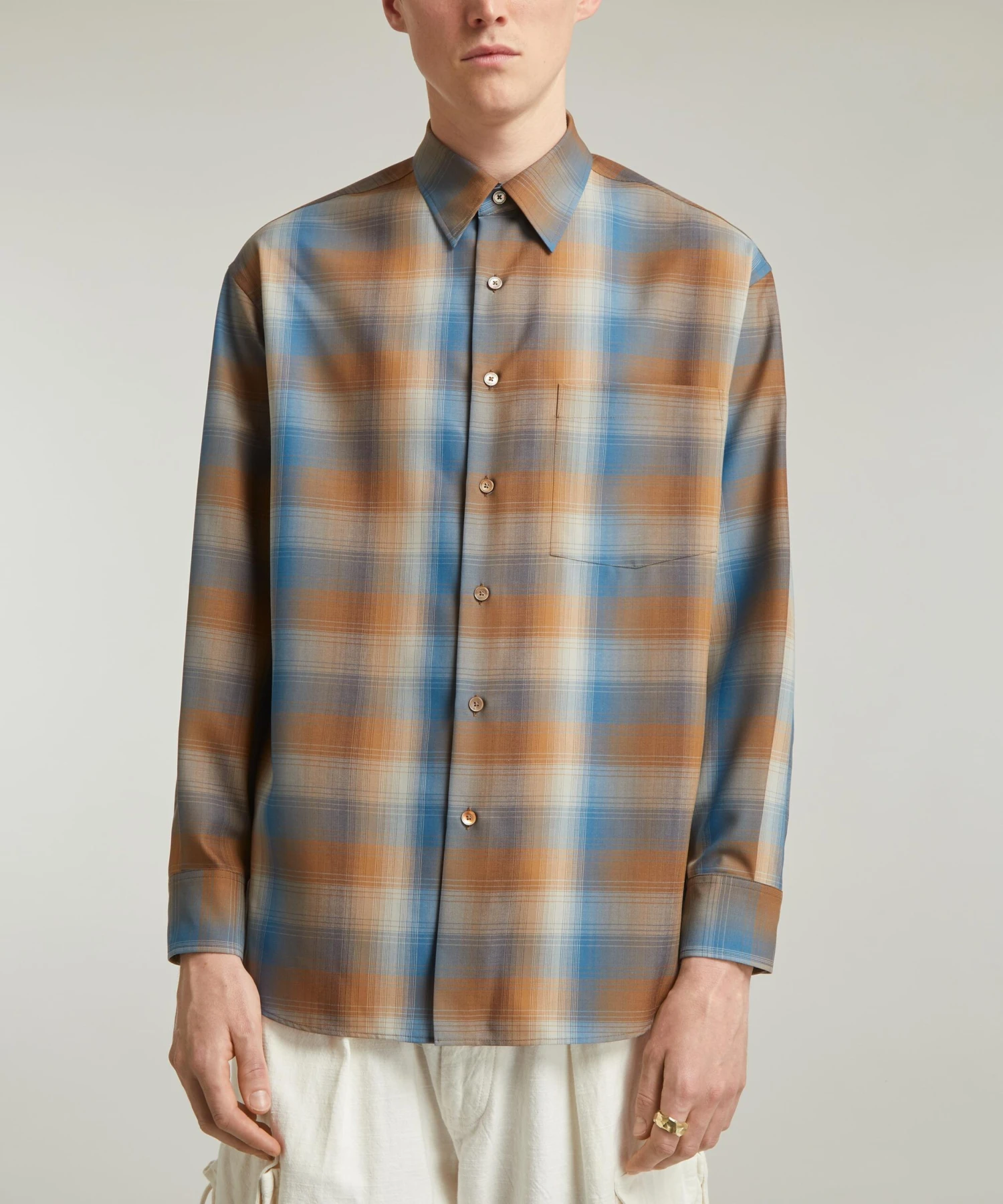 Super Light Wool Check Shirt - Image 3