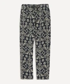 Kurt Navy Floral Jacquard Trousers