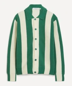 X Olympia Le-Tan Poolside Stripes Polo Cardigan