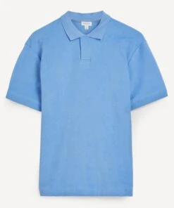 Sunspel Pale Blue Towelling Polo Shirt