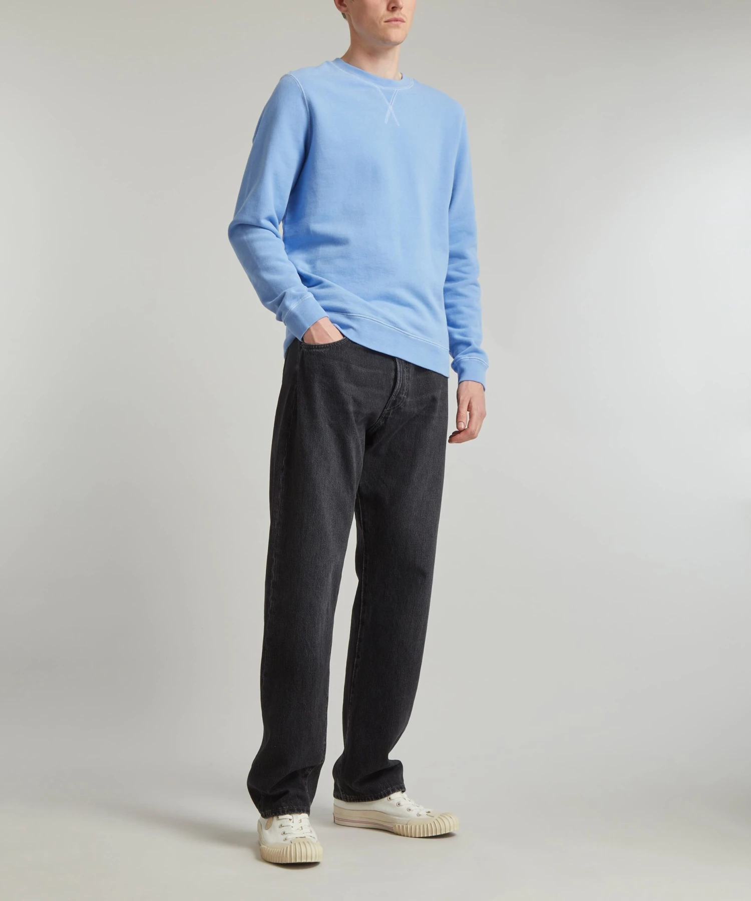 Sunspel Loopback Cool Blue Sweatshirt - Image 2