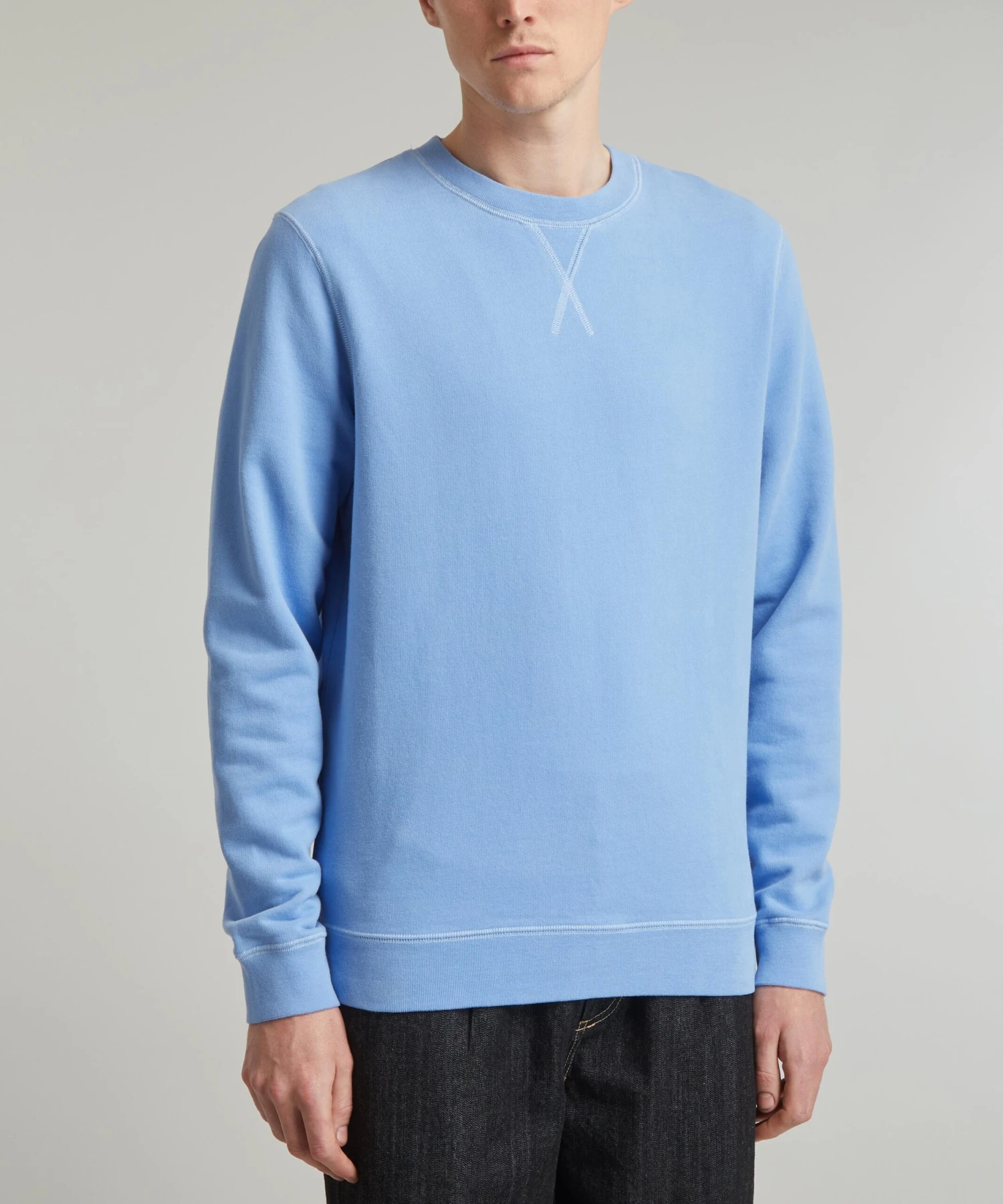 Sunspel Loopback Cool Blue Sweatshirt - Image 3