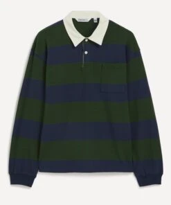 Naval Collar Green Stipe T-Shirt